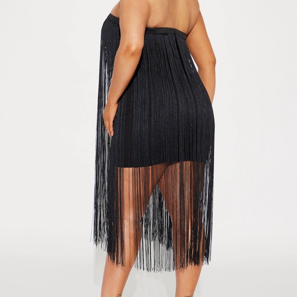 Fashion Nova Fringe Mini Dress Black